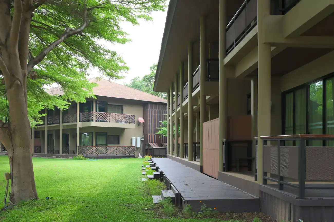 Serene view of the riverside at Wishing Tree Resort.